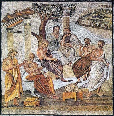 La Academia en un mosaico de una villa de Pompeya, 79 d. C.