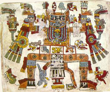Animal con los signos de los 20 días del calendario mesoamericano. Códice Vaticano B, pág. XCVI.