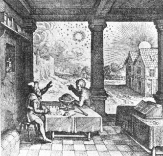 Astrólogo haciendo un horóscopo. Robert Fludd, Utriusque cosmi historia, (Oppenheim, 1619).