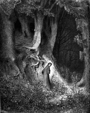 El bosque o selva oscura de Dante, por Gustave Doré