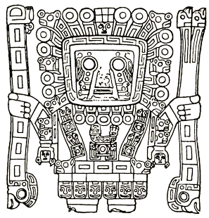 Virachocha en la Puerta del Sol de Tiahuanaco. Dibujo reconstructivo.