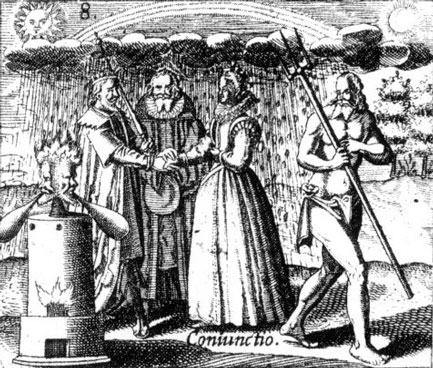 Conjunción, Boda alquímica. Mylius, Philosophia reformata, Frankfurt 1622