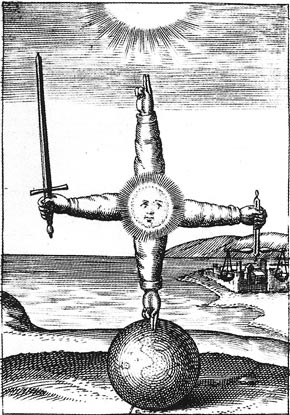 Emblema jeroglífico en forma de cruz del gobierno de las cosas del mundo, 1608.