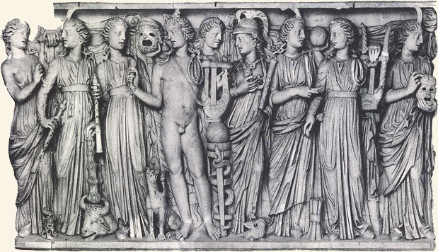 Apolo, Atenea y siete Musas