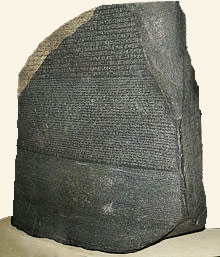 Piedra Rosetta escrita en jeroglíficos, demótico y griego