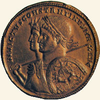 Medalla con la efigie de Constantino y Alejandro Magno