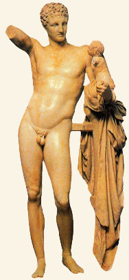 Hermes con el pequeño Dioniso. Praxíteles.