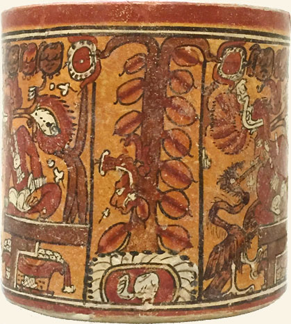 Cabeza de Hun-Hunahpú. Vaso maya.