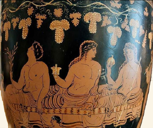 Apolo, Hermes y Dioniso. Apulia.