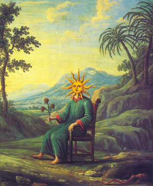 El sol alquímico.Miniatura del siglo XVII.