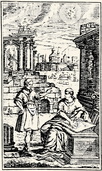 Obreros trabajando. Grünliche Nachricht von den Frey-Maurern. Frankfurt, 1738.