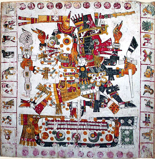 Quetzalcoatl y Mictlantecuhtli como símbolos de la vida y la muerte. Códice Borgia