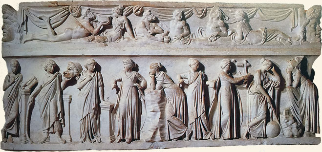 Sarcófago de las Musas. Región de Roma, 150-60 d. C.