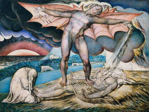 William Blake, «Satán cubre a Job de llagas». El libro de Job, c. 1826