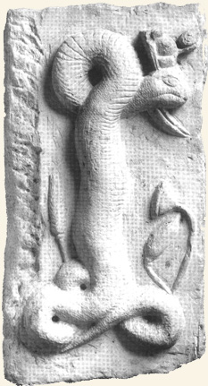 Agathos-Daimon. Piedra calcárea, Época romana, Alejandría.