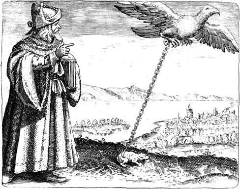 Solve et coagula. M. Maier, Symbola aureae mensae, Frankfurt 1617.