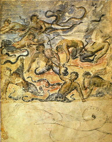 La caída de los Titanes. Nicandro, Theriaca et Alexipharmaca, med. s. X.