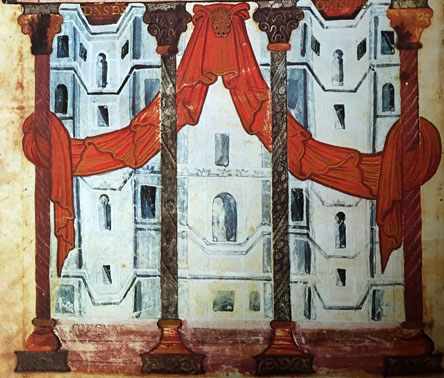Época carolingia. Plancha de la Biblioteca Nacional de París.