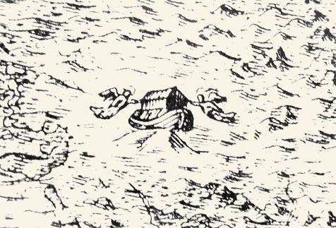 Ilustración del diluvio (detalle). Th. Burnet, 1684.